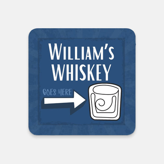 Whiskey Goes Here Coaster 3 - Blue